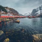 Nusfjord jellegzetes faházak, Lofoten